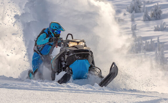 RFA Engineering assemblies being tested in deep powder snow, showcasing off-road performance and engineering capabilities.